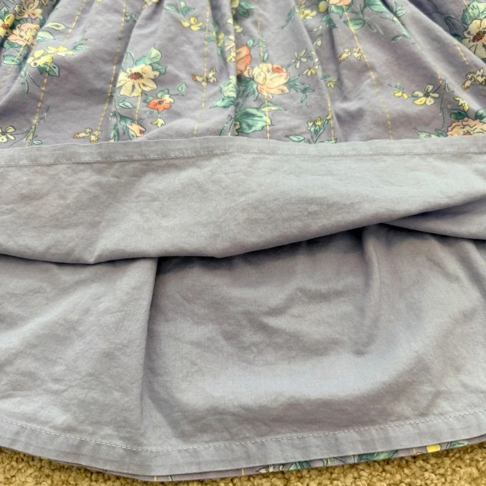 OshKosh B'gosh Floral Dress Toddler 4T/4A Purple Flutter Sleeve Metallic Stripe